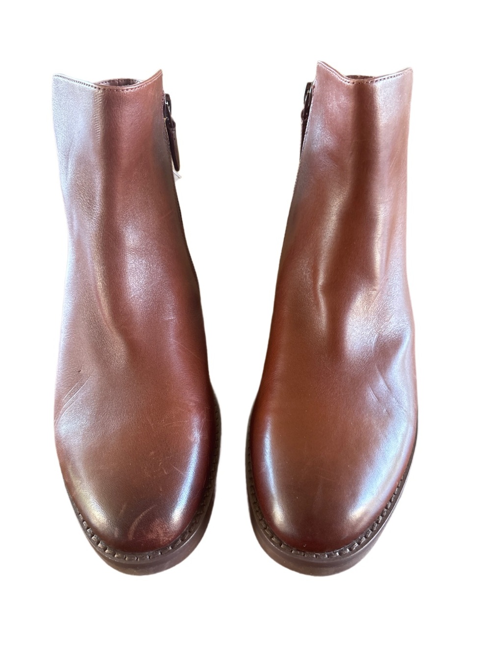 Cole Haan Women's Ramona Brown Leather Ankle Booties - Zip Side Size 8.5
